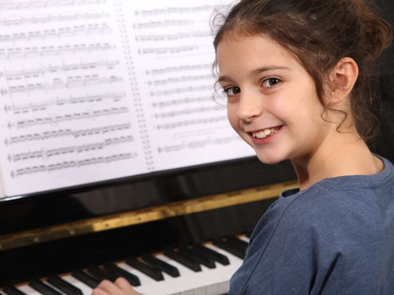 Young girl and piano